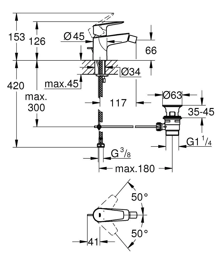 Baterija Grohe Bauedge Za Bide 23331001