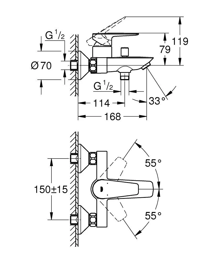 Baterija Grohe Bauedge Za Kad 23604001