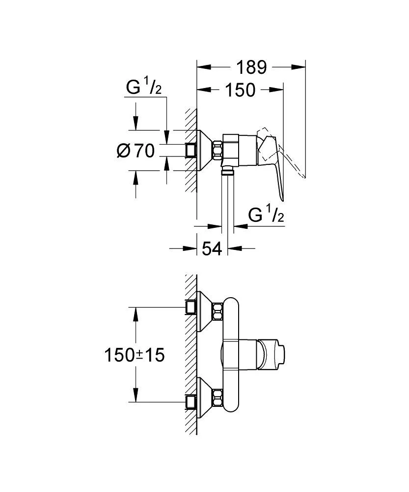Baterija Grohe Bauedge Za Tus 23333000