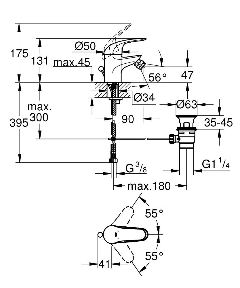 Baterija Grohe Euroeco Za Bide 23263000