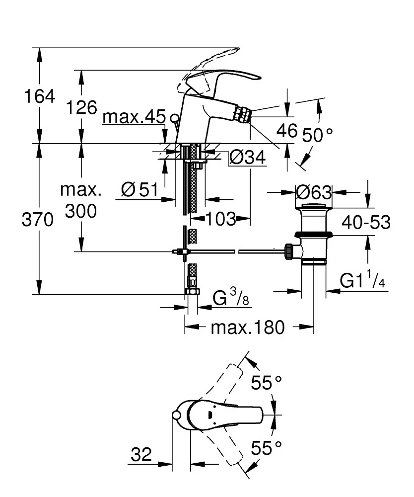 Baterija Grohe Eurosmart New Za Bide 32929002