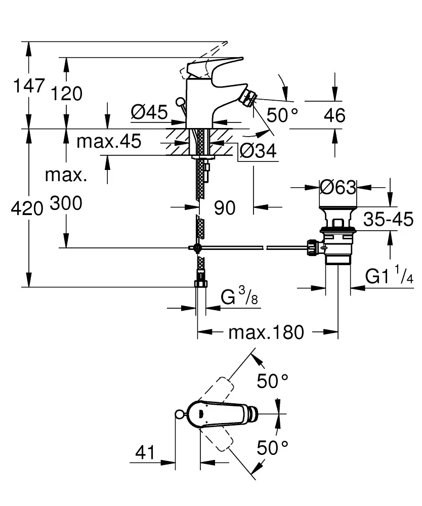 Baterija Grohe Start Flow Za Bide 23770000 1