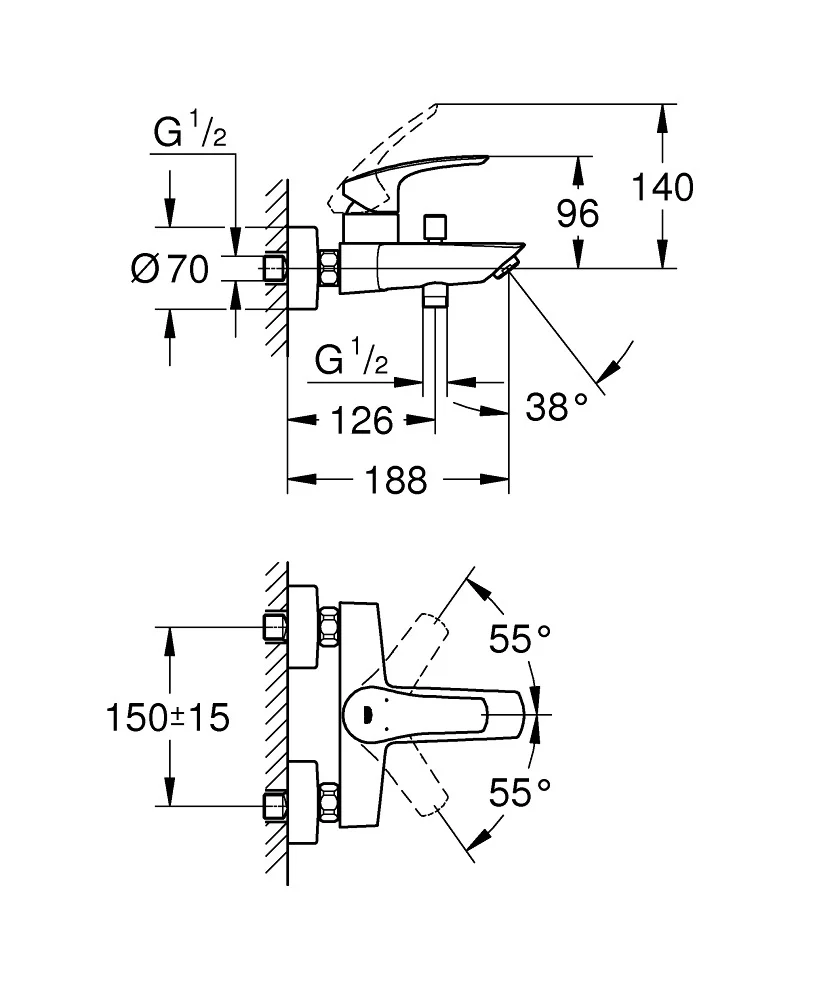 Baterija Grohe Eurosmart Za Kad 33300003 6