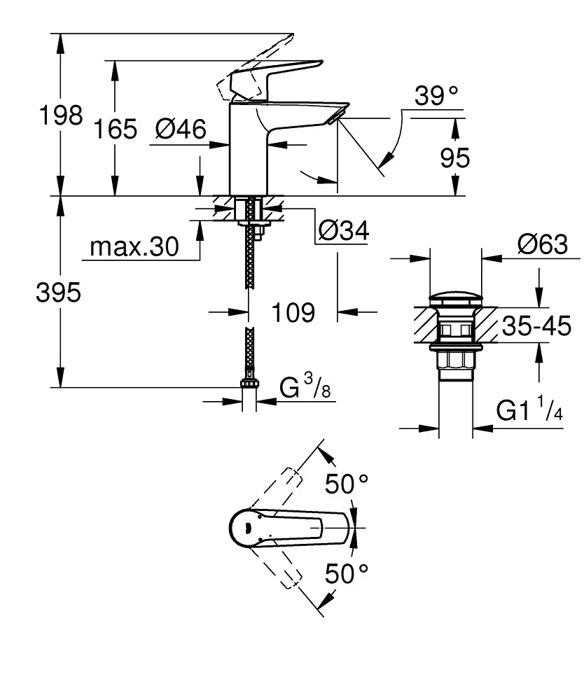 Baterija Grohe Start Za Umivalnik S 235502432 4