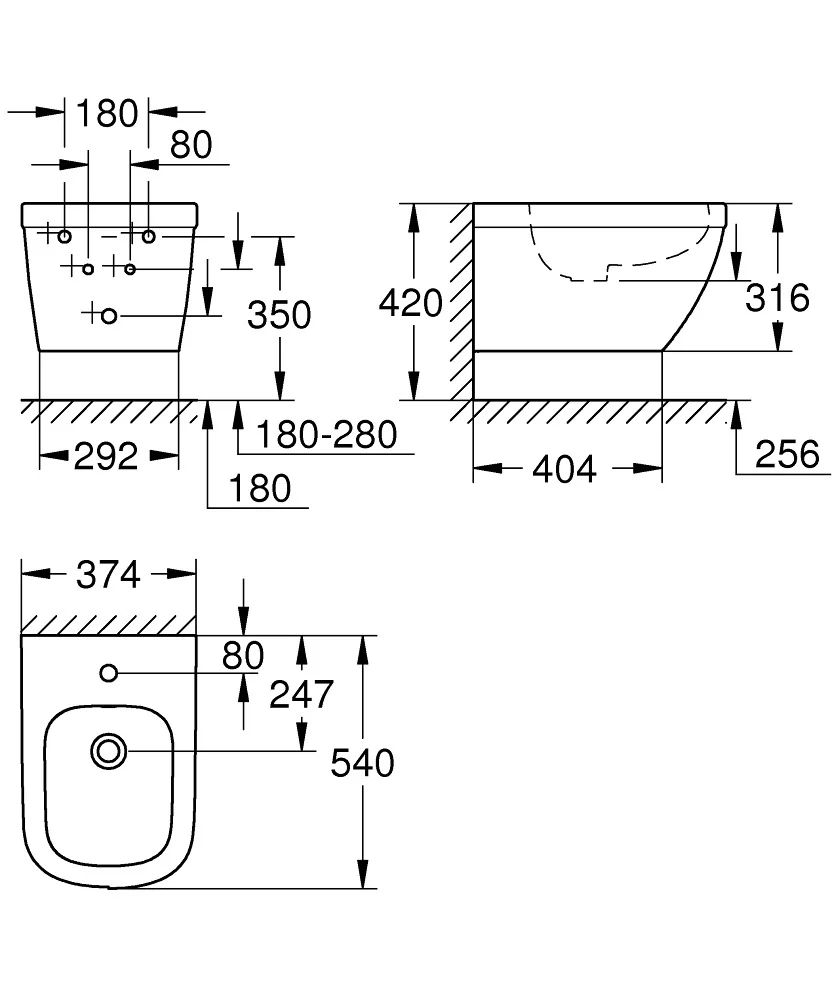 Bide Grohe Euro Compact ViseČi 39208000