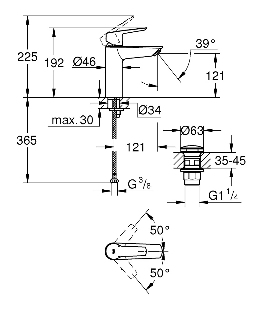 Grohe Start Za Umivalnik M Gladka Sifonon Klik 23575002