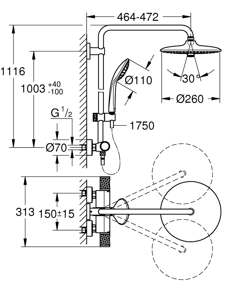 Sistem Za TuŠ Grohe Vitalio Joy 260 Termostatski 27298003 1