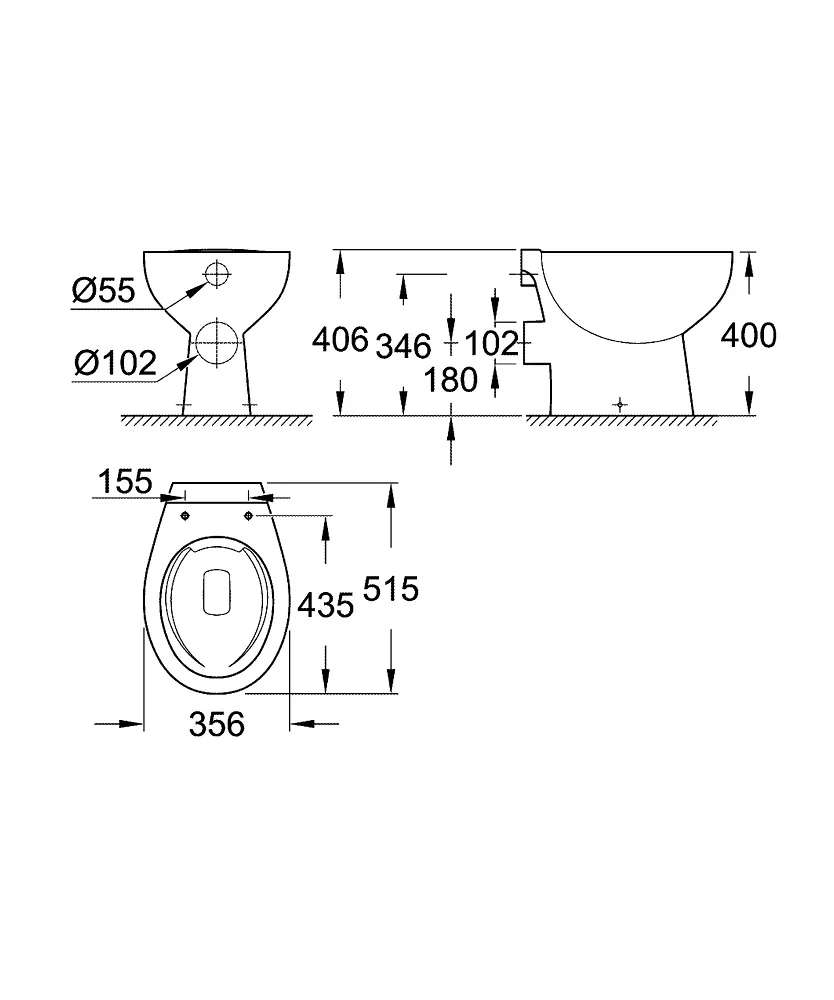 Školjka Wc Grohe Bau Rimless Talna Izt. V Steno 39430000 1